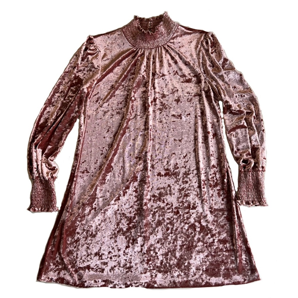 Pink Velvet Long Sleeved Dress